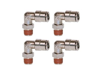 1/4'' Hose x 1/8'' NPT Push To Connect 90 Degree Swivel Elbow Fittings - 4 PACK 