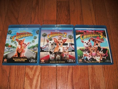 Disney's Beverly Hills Chihuahua trilogy on Blu-ray only. 1, 2 & 3. No DVD discs