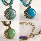 Elegant Peacock Necklace Womens Statement Pendant Bohemian Retro Style