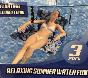 Inflatable Floating Lounge Chair Pool Float 3 Pack for Summer Water Fun