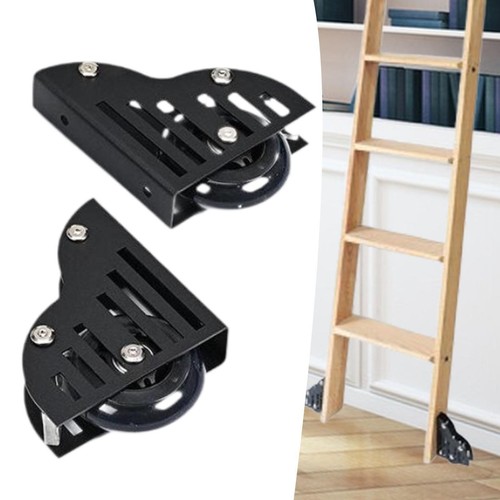 2 Pieces Rolling Ladder Hardware Stable Heavy Duty for Library Cabinets Home - Picture 5 of 6