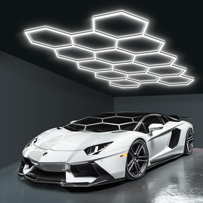 LED Garage Lights, Honeycomb Ceiling Light, 456W, 6500K Super Bright, 4.1 X2.4m — image 6