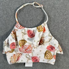 Crewcuts J.Crew Ruffle Neck Halter Bikini Top Swimsuit Girls 6-7 Sea Shell CA522