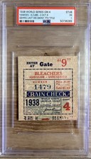 1938 WORLD SERIES GAME 4 TICKET🎟️LOU GEHRIG LAST WS GAME & YANKEES TITLE #7 PSA