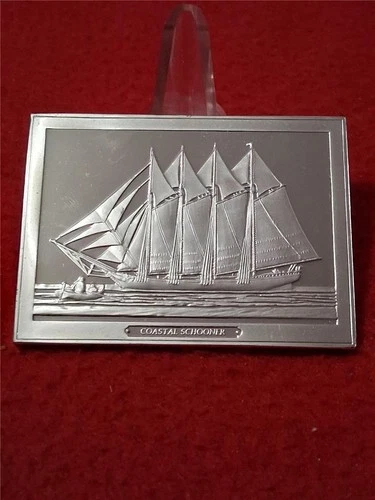 SHIPS' AHOY Coastal Schooner 3.125 Troy Oz Sterling Silver Proof         #T0847