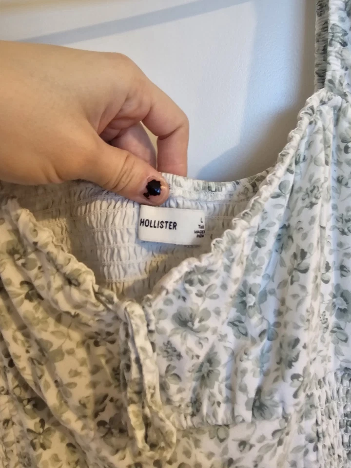 Vestido Hollister Mujer L Verde Cachemira Ajuste y Acampanado Cottagecore Calado Foto 2 de 3