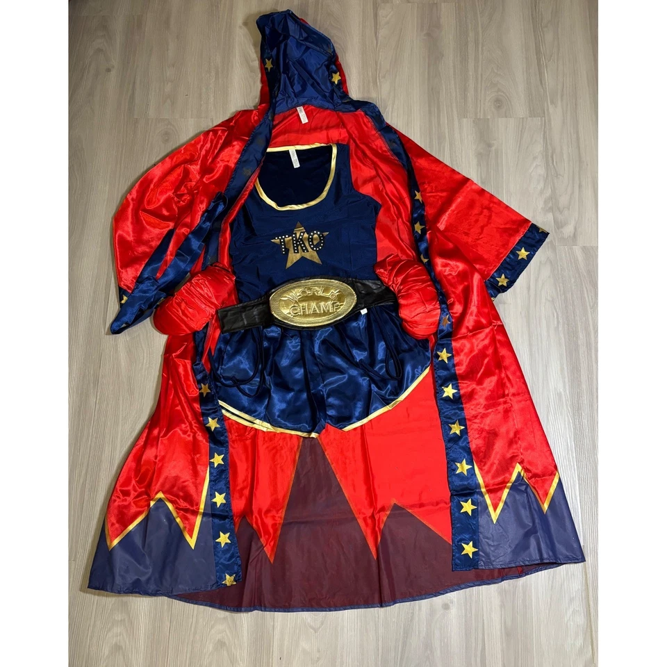 Sexy Disfraz Boxer Campeón del Mundo Knockout Para Mujer Bata Grande Pantalones Cortos Guantes Foto 4 de 4