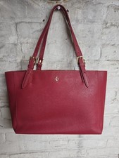 TORY BURCH Red Saffiano Leather York Tote Medium Shoulder Bag Carryall 12”
