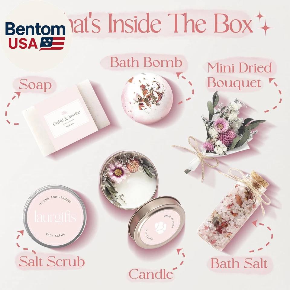 Caja Spa Orquídea y Jazmín para Mujer - Regalos de Cumpleaños, Navidad y Rosa, Cuidado Personal Foto 2 de 4