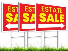 12x16 Inch 3X Double Sided Real Estate Sale Yard Sign - Estate Sale Arrows Pl...
