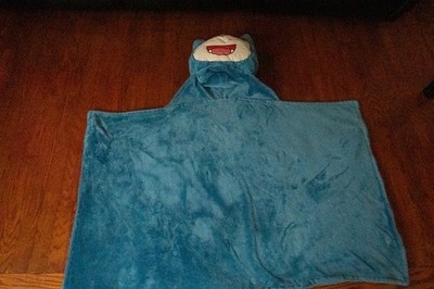 Pokemon Snorlax Plush Blanket Hooded Wearable Cozy Blue