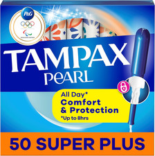 Pearl Plastic Tampons, Super plus Absorbency, Unscented, 50 Count