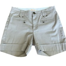 Lee One True Fit Women's Tan Chino Shorts Zip Pockets Summer Hiking Sz 6 Medium