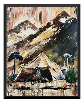 Original 16x20 Lehi s Tent Painting Acrylic LDS Scripture Art Desert Landscape
