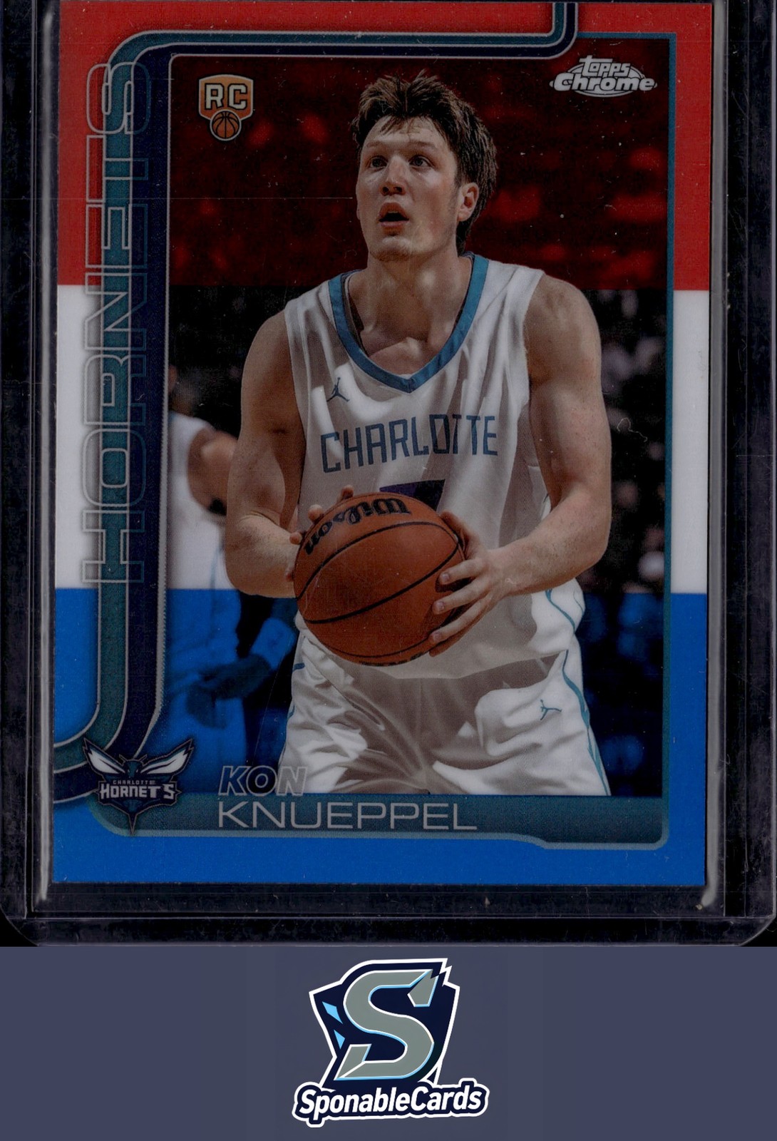 2025-26 Topps Chrome #254 Kon Knueppel Red White and Blue Refractor