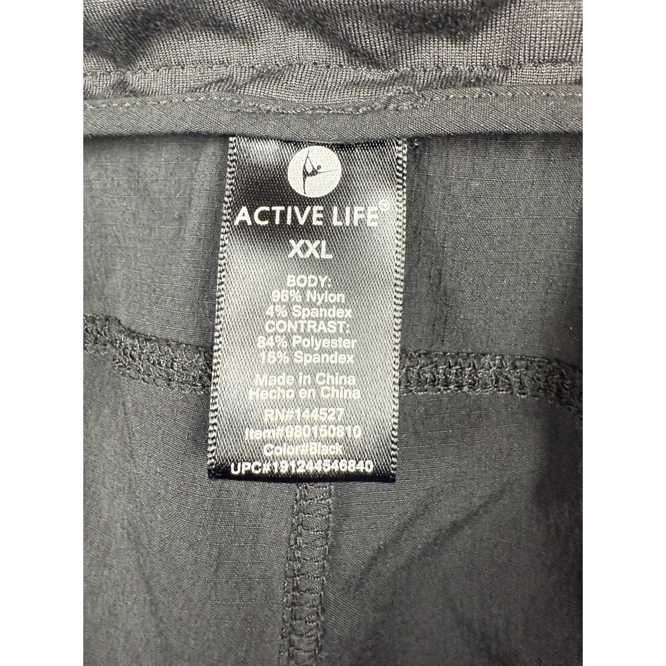 Active Life Shorts Men's Size XXL Black Nylon Blend Stretch Waistband Activewear - Image 3 of 4