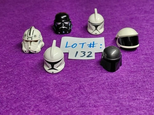 Lego Star Wars HELMET Lot of 6: Clone Trooper Mandalorian - Minifigures Lot# 132