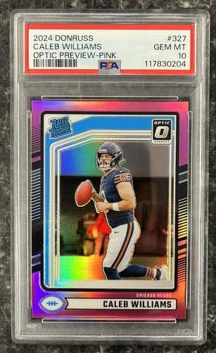 2024 PANINI DONRUSS CALEB WILLIAMS OPTIC RATED ROOKIE PREVIEW PINK PSA 10
