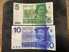 Netherlands 1968/1973 5/10 Gulden 2 Banknote Lot. N3493