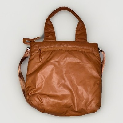 Caraa Crossbody Puffer Bag in Clay Brown Nylon Pockets Key Clip Lightweight