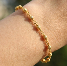 Elegant Boho Beaded Chain Bracelet  18K Gold Plated Minimalist Brass Wrist