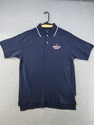 Molson Canadian Logo T Shirt  Navi Blue Cotton Mens Size Large