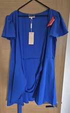 Dancing Leopard Wrap-Style Dress V-neck Sleeveless Cobalt Blue Size 8 - BNWT