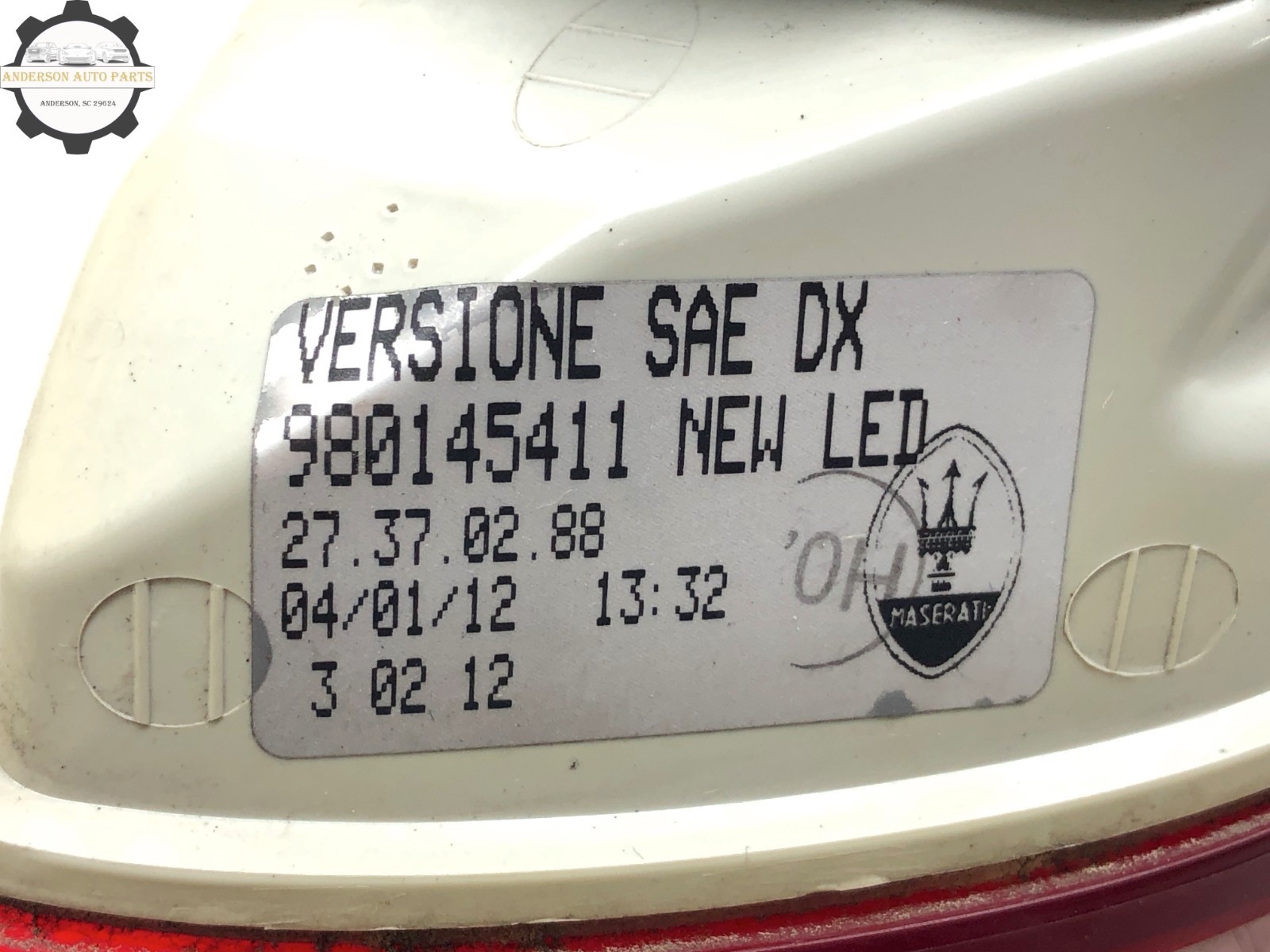 2008-2012 MASERATI GRANTURISMO M145 RIGHT PASS REAR OUTER LED TAILLIGHT LAMP OEM