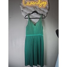 Banana Republic Pleated Ombre Midi Dress Womens 14 Green Party Event Retro
