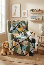 Toddler Quilt - ABC-XYZ Neutral shades of letters and animals