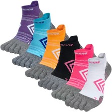 Womens Toe Socks No Show Five Finger Sports Running Athletic Socks Cotton Arc...