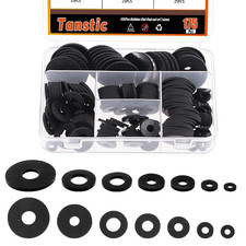 175Pcs 7 Sizes Black Flat Rubber Washers Assortment Kit, Vibration Damping Pads