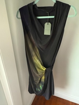 all saints green silk dress AllSaints