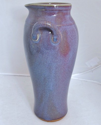 Jarrón japonés de 9,4" con esmalte por goteo de llama lavanda Sang De Boeuf / flor de melocotón - Imagen 2 de 12