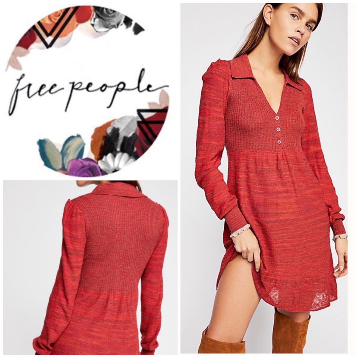 free people red sweater dress Free People Beach Red Sweater Dress