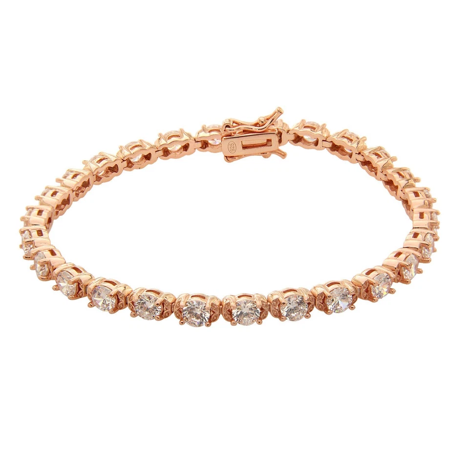 6.75 Ct Round Simulated Diamond Women's Luxury Tennis Bracelet 7" Rose Gold Over - Image 2 of 4