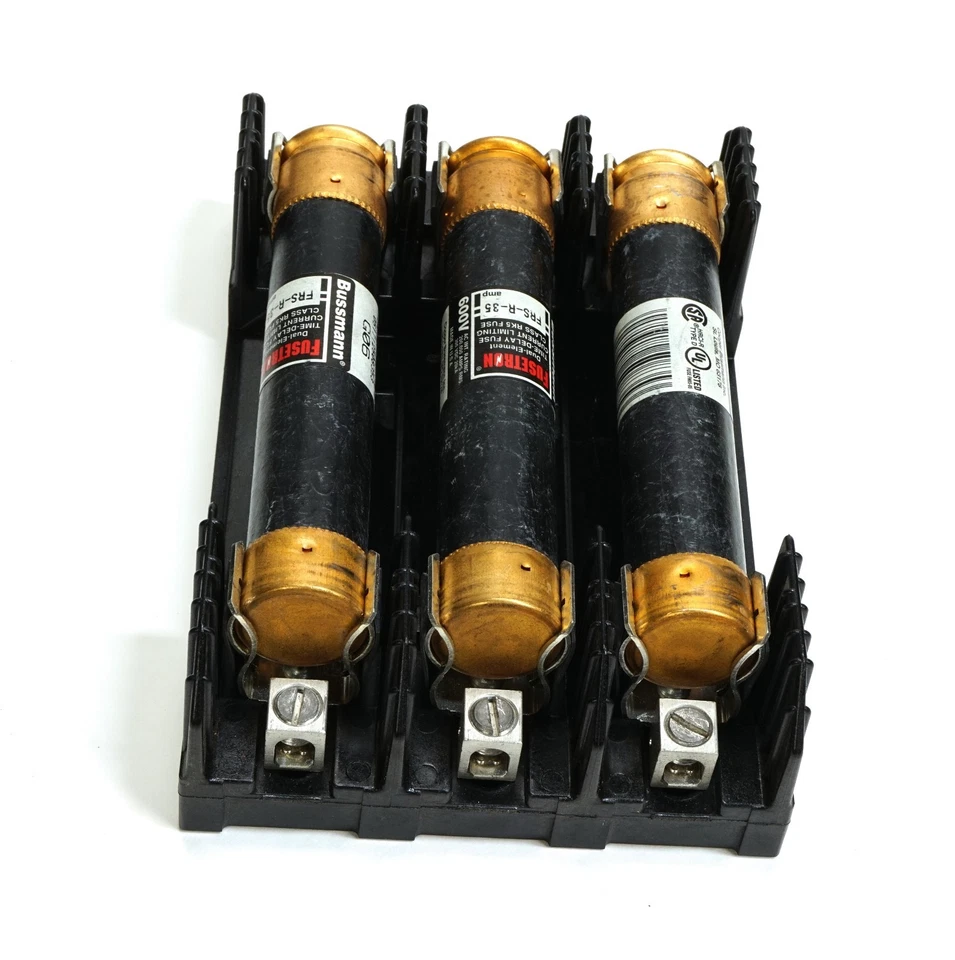 FuseHolder Buss H60030-3CR com 3 PCs Bussmann FRS-R-35 Fusetron 35A 600 VAC - Imagem 4 de 4
