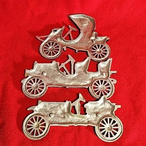 1970s Vtg Midwest Antique Car Cast Metal Aluminum Wall Plaque 3pcs 1910 Buick - Picture 8 of 8