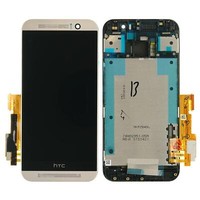 Htc One M9 Display Modul Bildschirm Scheibe Glas Einheit + Rahmen Silber
