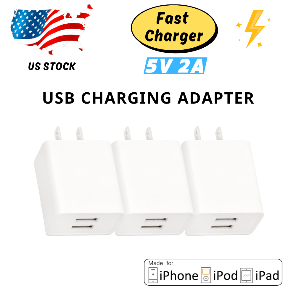 Dual Port USB Fast Wall Charger Block 5V 2A Power Adapter Cube For