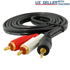 2x 4FT 3.5mm Aux Auxilary to 2 RCA Male Plug Stereo Audio Cable Adapter Cord