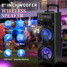 600W Dual 8''Bluetooth Party Speaker With 2 Mics TWS AUX LED Heavy Bass Karaoke