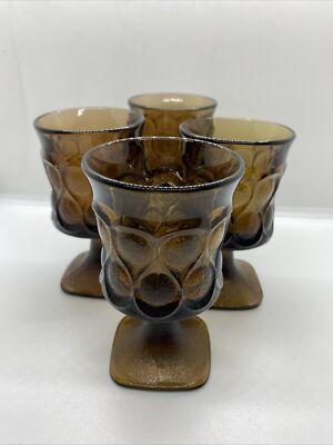 Noritake Spotlight Walnut Brown Square Base Juice Glasses Set Of 4 EUC