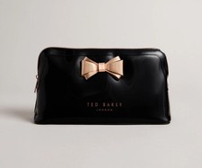 TED BAKER 🖤 Black Shiny Bow Large Washbag 'ABBIE' : 8.5 x 15.5 x 27cm 🖤 BNWT