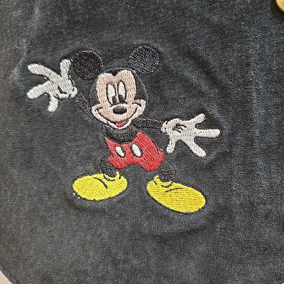 Chaleco de Gamuza Mickey Mouse Cuero Genuino Negro Talla M/L Chaleco Bordado Foto 2 de 4