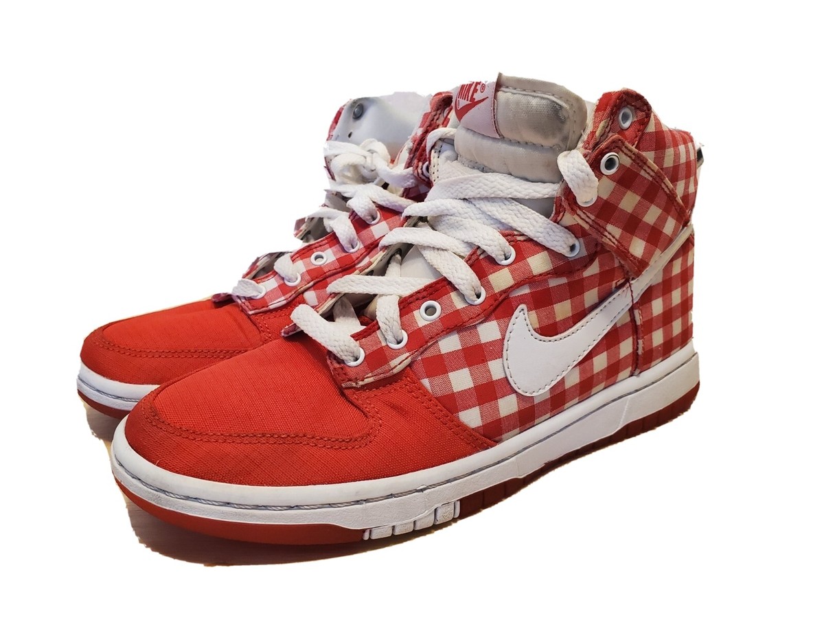 Nike SZ 5 W Dunk High Skinny Red Plaid Picnic Basket SB 344142 611