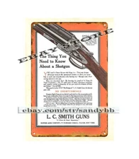 1900s L.C. Smith Gun Ad metal tin sign bathroom wall decor