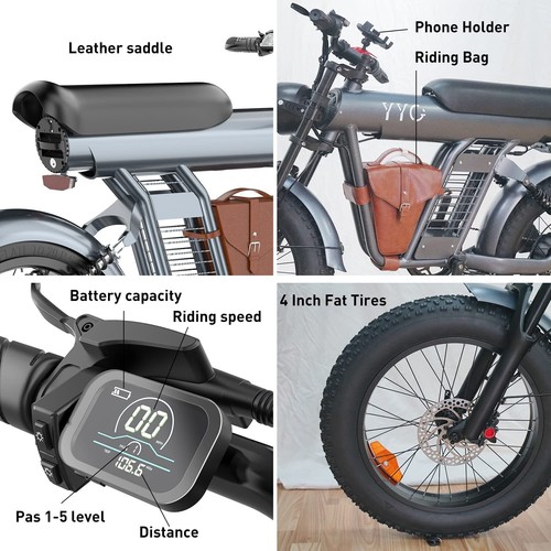 YYG Electric Bike for Adults 1200W 48V/20Ah Dual Suspension Electric