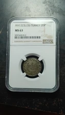 (1833) AH1223 Year 26 Turkey 20 Para NGC MS63                               2379