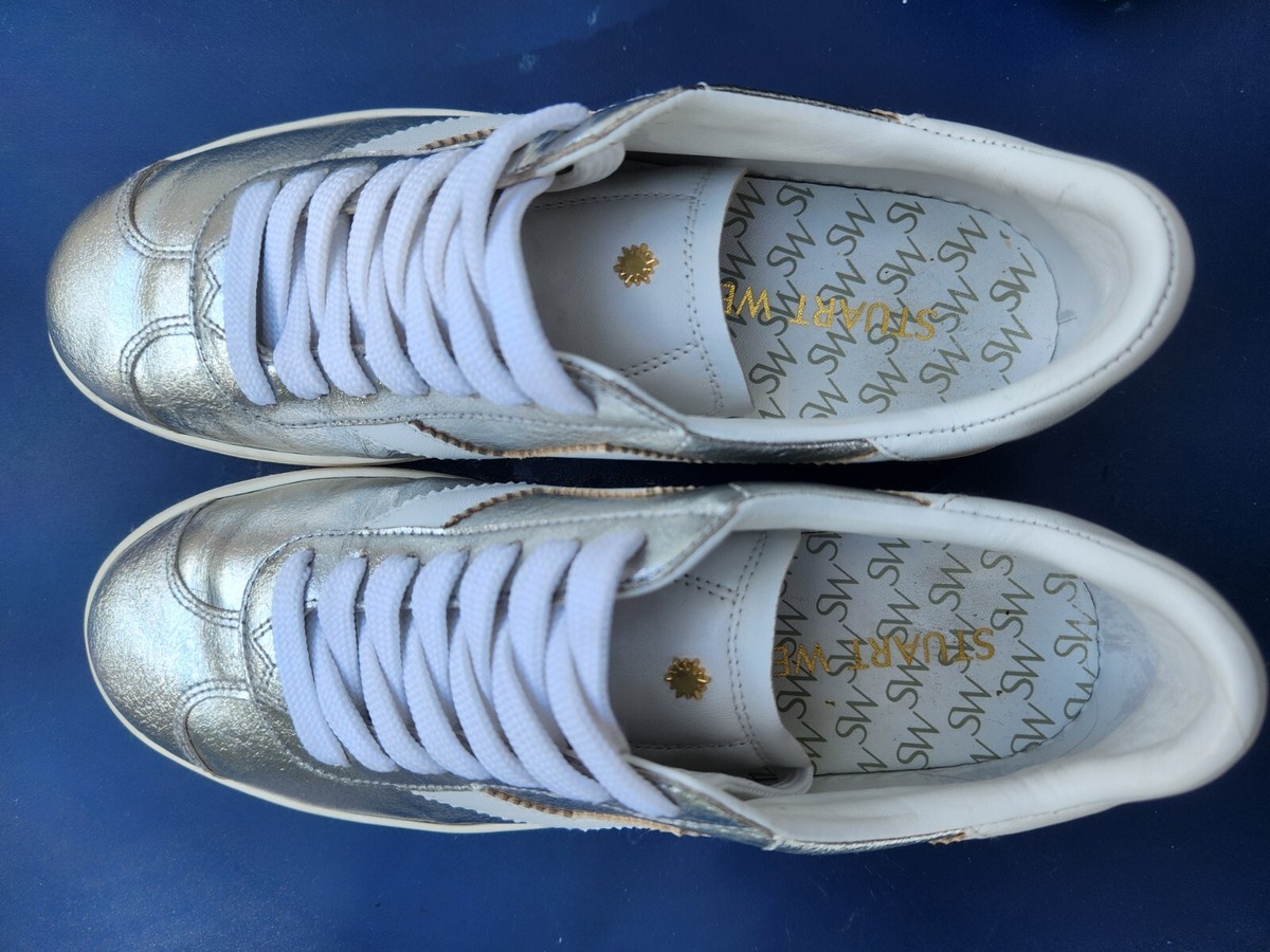 Stuart Weitzman Womens Daryl Snake Embossed Leather Sneaker Stuart Weitzman Womens Daryl Snake Embossed Leather Sneaker